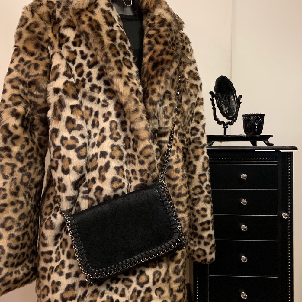 Chain Strap Crossbody Black Faux Stella Purse